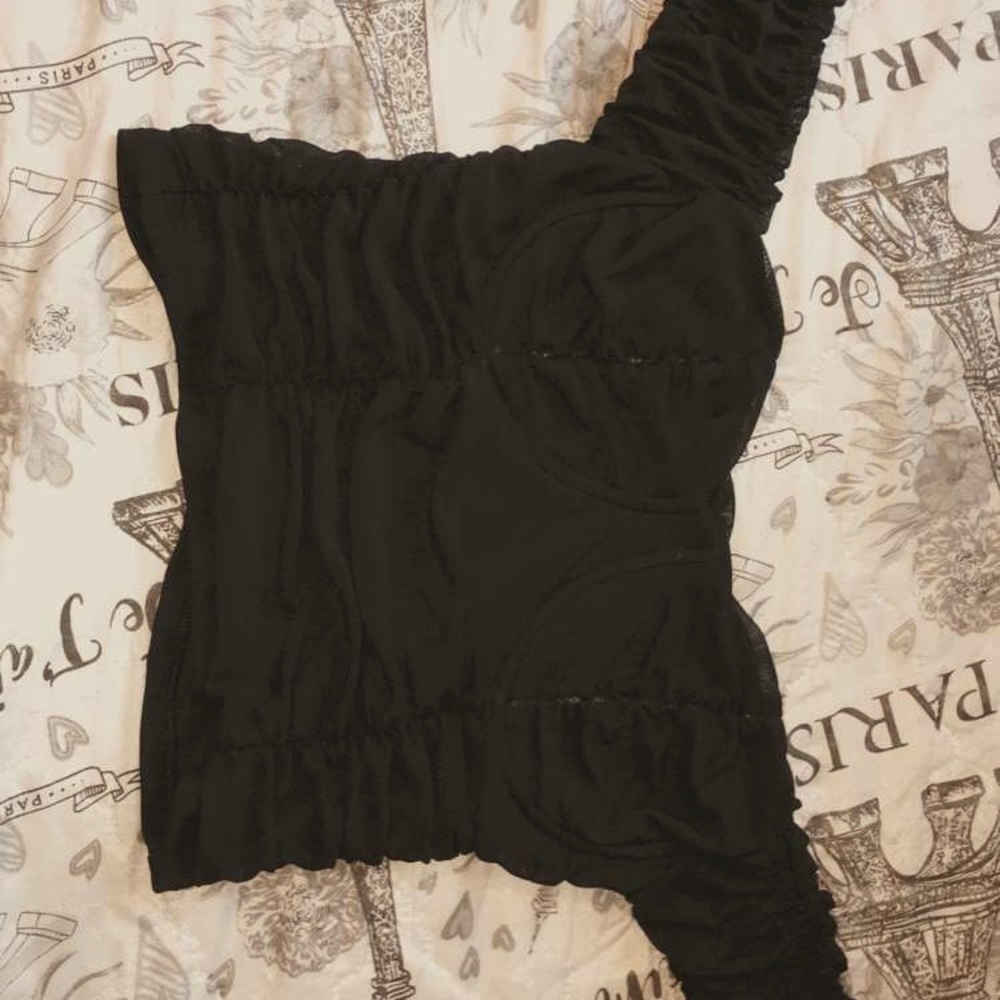 Black off shoulder crop top